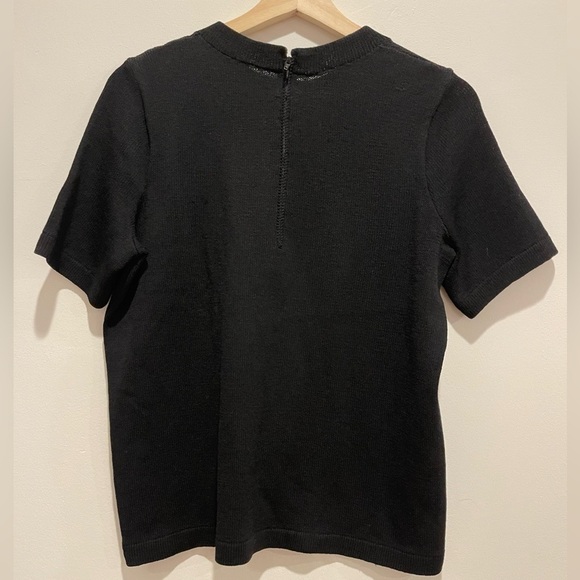 Vintage St. John Sportswear Black Crew Neck Short Sleeve Sweater Blouse size 2 - Picture 2 of 6